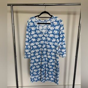 Lilly Pulitzer Blue and White Elephant Print Top